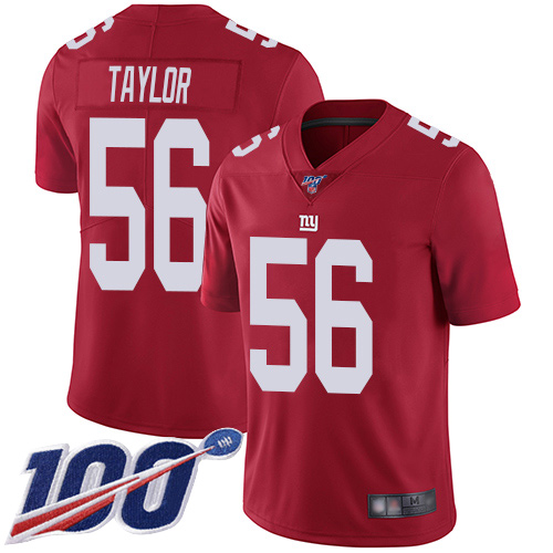 Men New York Giants 56 Lawrence Taylor Red Limited Red Inverted Legend 100th Season Football NFL Jersey